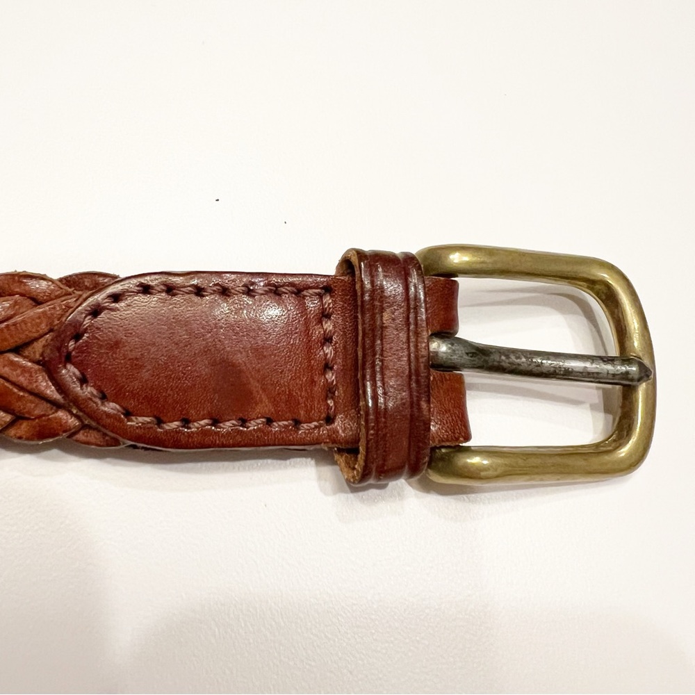 Vintage Polo Ralph Lauren Woven Braided Belt Sz 36 Saddle Brown Made in England - Picture 6 of 10